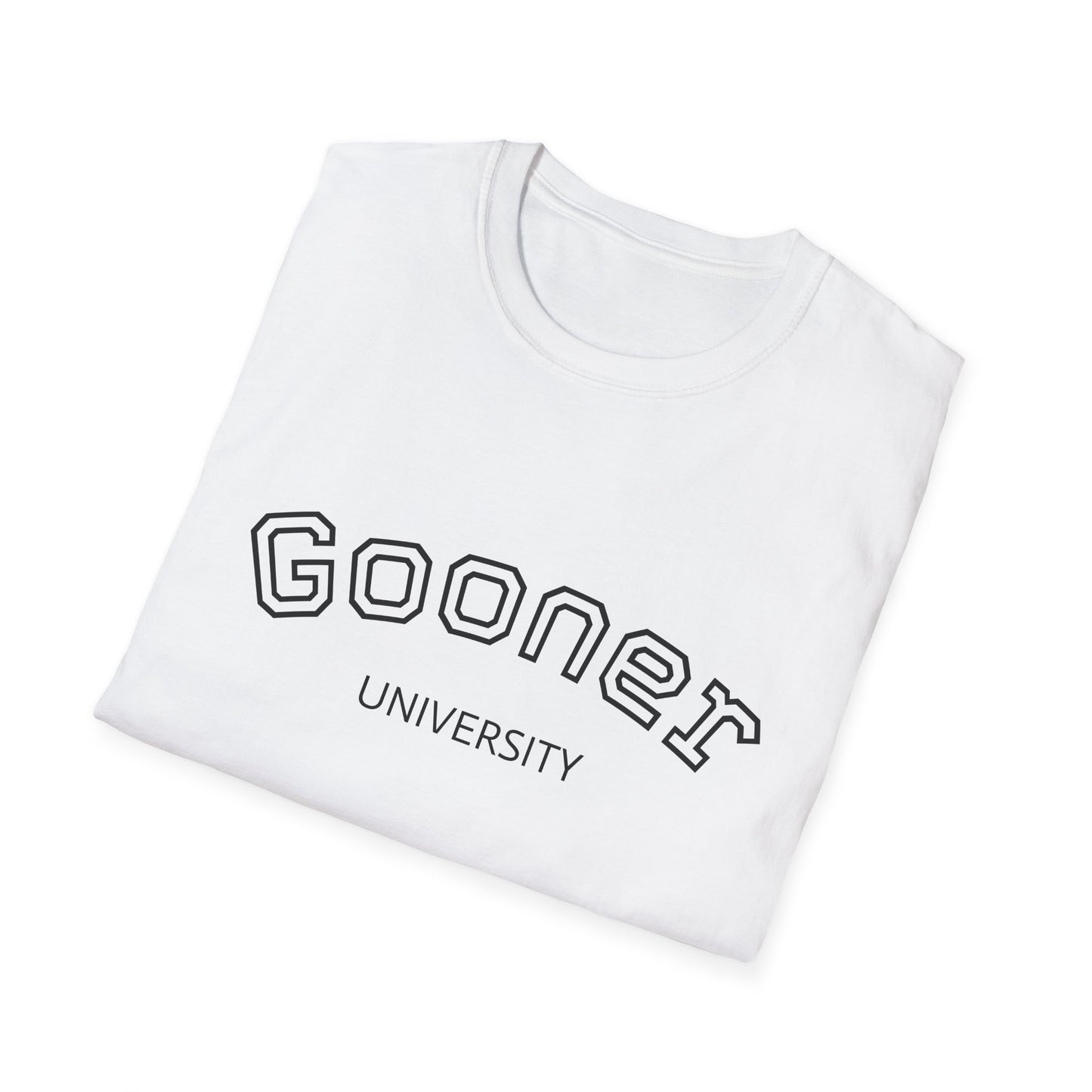 Gooner University T-Shirt, Unisex Softstyle Tee, Casual Wear, Gift for Fans, College Apparel, Sports Merchandise