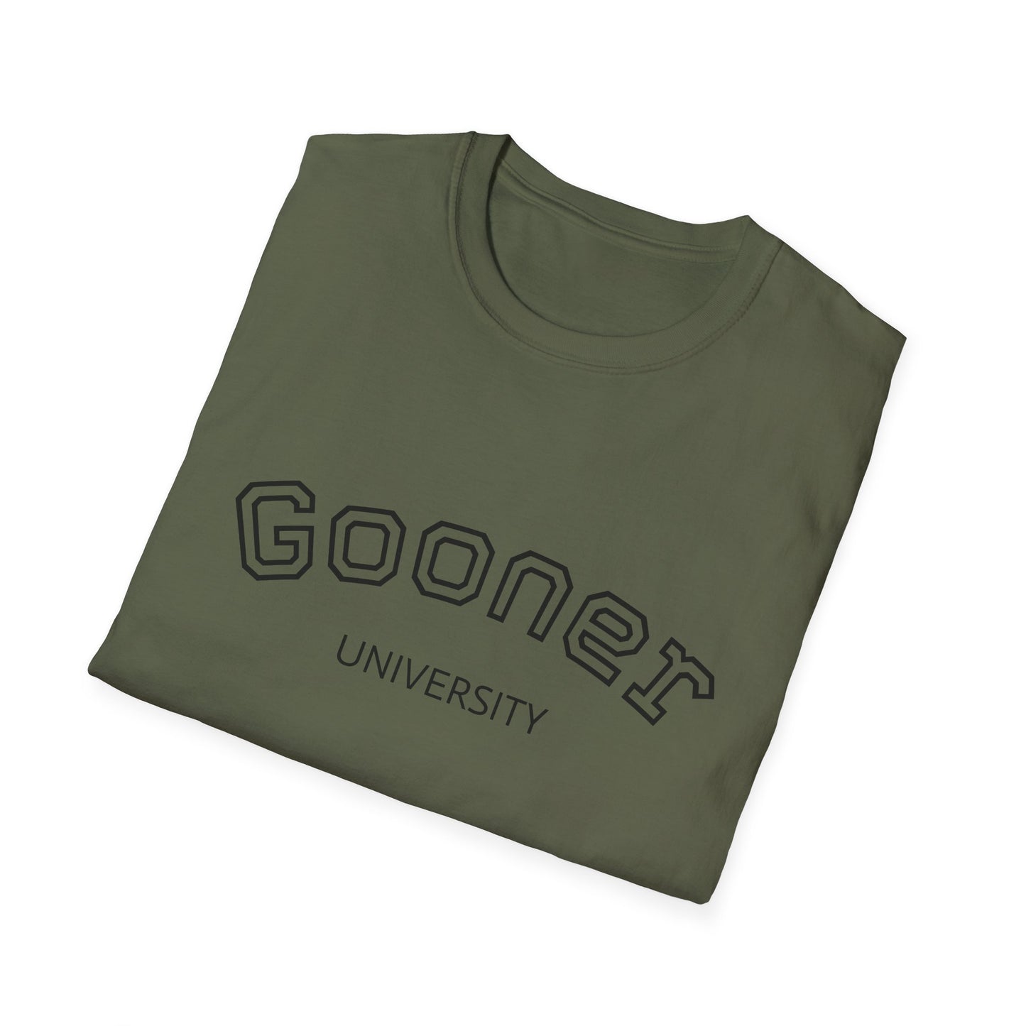 Gooner University T-Shirt, Unisex Softstyle Tee, Casual Wear, Gift for Fans, College Apparel, Sports Merchandise